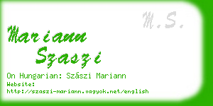 mariann szaszi business card